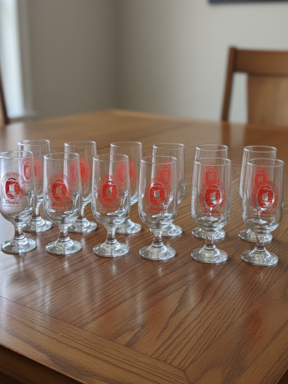 Vintage Red Coors Beer Clear Glass Stemware Goblets 10 oz